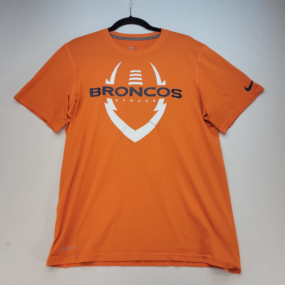 Nike T-Shirt Mens Medium‎ Orange Athletic Denver Broncos NFL Dri-Fit Graphic